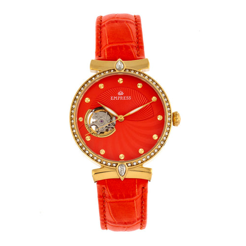 Empress Edith Semi-Skeleton Leather-Band Watch - EMPEM3304