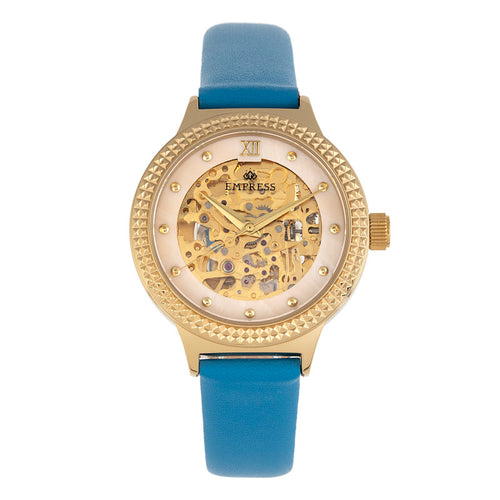 Empress Alice Automatic MOP Skeleton Dial Leather-Band Watch - EMPEM3204