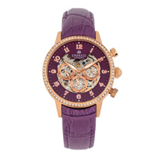 Load image into Gallery viewer, Empress Beatrice Automatic Skeleton Dial Leather-Band Watch w/Day/Date - Rose Gold/Purple - EMPEM2006