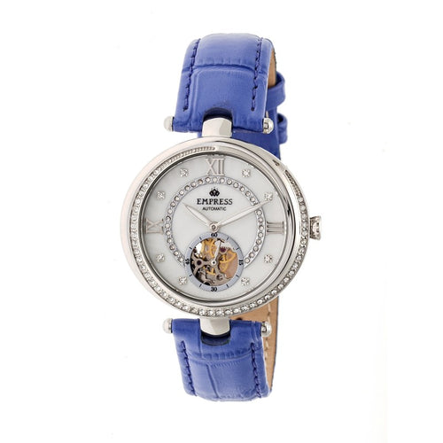 Empress Stella Automatic Semi-Skeleton MOP Leather-Band Watch - EMPEM2103
