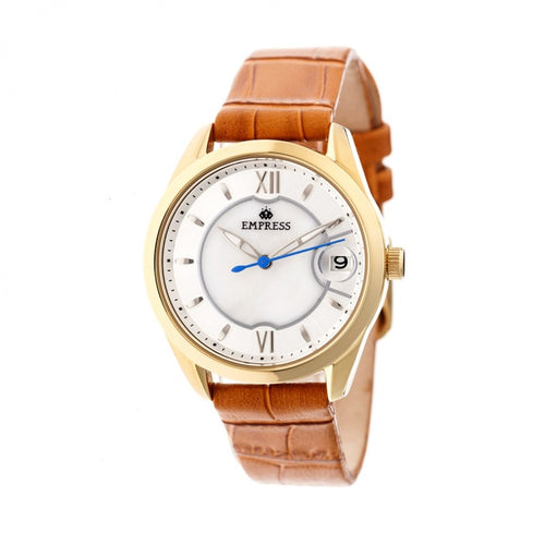 Empress Messalina Automatic MOP Leather-Band Watch w/Date - EMPEM2403