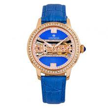 Load image into Gallery viewer, Empress Rania Mechanical Semi-Skeleton Leather-Band Watch - Blue - EMPEM2804