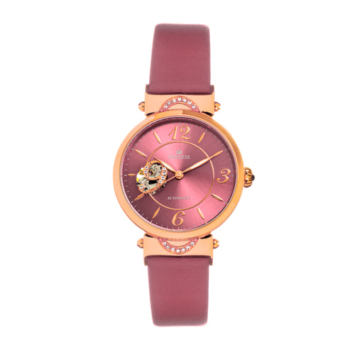 Empress Alouette Automatic Semi-Skeleton Leather-Strap Watch - EMPEM3406