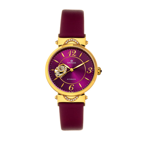 Empress Alouette Automatic Semi-Skeleton Leather-Strap Watch - EMPEM3401