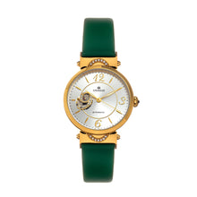 Load image into Gallery viewer, Empress Alouette Automatic Semi-Skeleton Leather-Band Watch - Green - EMPEM3403