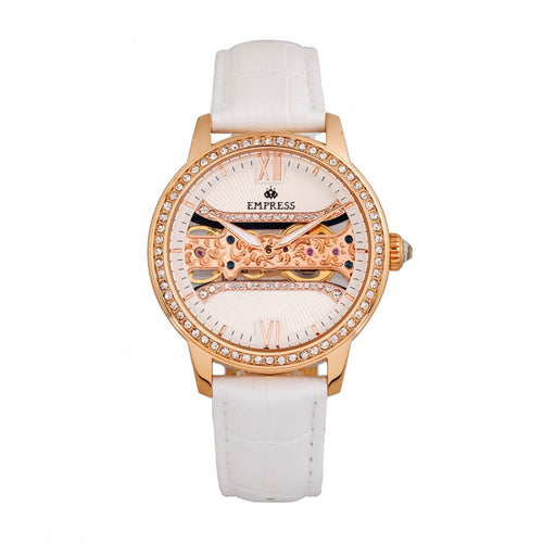 Empress Rania Mechanical Semi-Skeleton Leather-Band Watch - EMPEM2803