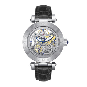 Empress Theodora Automatic Leather-Band Watch - Silver/Black - EMPEM3701