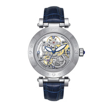 Load image into Gallery viewer, Empress Theodora Automatic Leather-Band Watch - Silver/Blue - EMPEM3702

