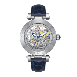 Empress Theodora Automatic Leather-Band Watch - Silver/Blue - EMPEM3702