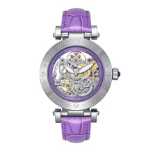 Load image into Gallery viewer, Empress Theodora Automatic Leather-Band Watch - Silver/Purple - EMPEM3703
