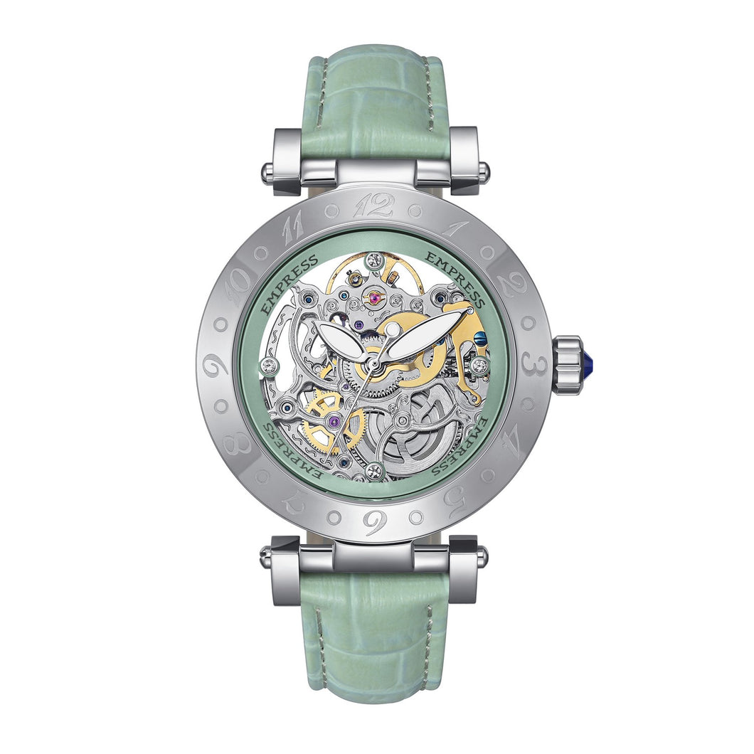 Empress Theodora Automatic Leather-Band Watch - Silver/Mint - EMPEM3704