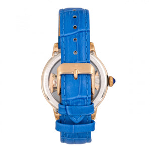 Empress Rania Mechanical Semi-Skeleton Leather-Band Watch - Blue - EMPEM2804