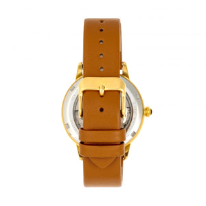 Empress Diana Automatic Engraved MOP Leather-Band Watch - Camel - EMPEM3004