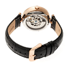 Load image into Gallery viewer, Empress Stella Automatic Semi-Skeleton MOP Leather-Band Watch - Black/Blue - EMPEM2106
