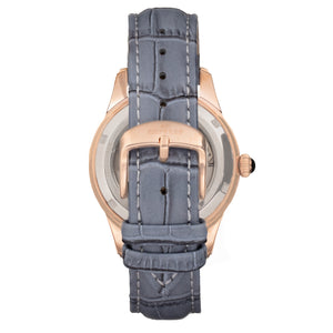 Empress Augusta Automatic Mosaic Mother-of-Pearl Leather-Band Watch - Rose Gold/Grey - EMPEM3504