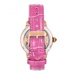 Empress Rania Mechanical Semi-Skeleton Leather-Band Watch - Pink - EMPEM2806