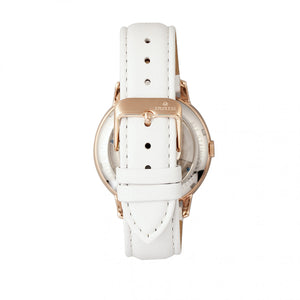 Empress Quinn Automatic MOP Semi-Skeleton Dial Leather-Band Watch - White - EMPEM2706