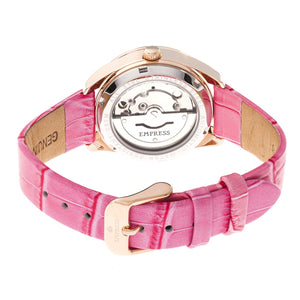 Empress Messalina Automatic MOP Leather-Band Watch w/Date - Pink - EMPEM2405