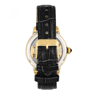 Empress Rania Mechanical Semi-Skeleton Leather-Band Watch - Black - EMPEM2801