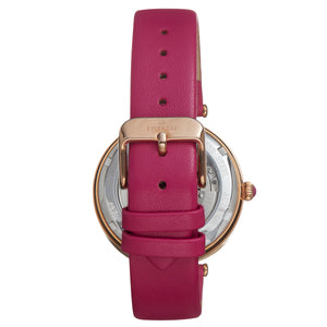 Empress Anne Automatic Semi-Skeleton Leather-Band Watch - Hot Pink - EMPEM3105