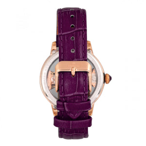 Empress Rania Mechanical Semi-Skeleton Leather-Band Watch - Plum - EMPEM2805