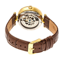 Load image into Gallery viewer, Empress Stella Automatic Semi-Skeleton MOP Leather-Band Watch - Brown/White - EMPEM2104
