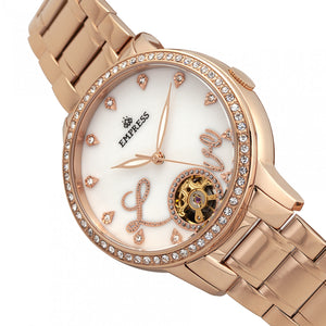 Empress Quinn Automatic MOP Semi-Skeleton Dial Bracelet Watch - Rose Gold - EMPEM2703