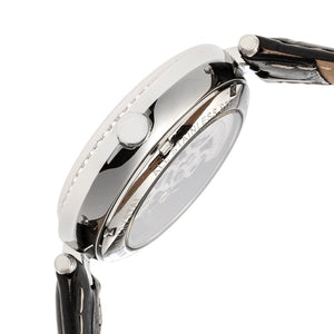 Empress Stella Automatic Semi-Skeleton MOP Leather-Band Watch - Black/White - EMPEM2101