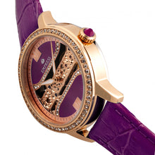 Load image into Gallery viewer, Empress Rania Mechanical Semi-Skeleton Leather-Band Watch - Plum - EMPEM2805
