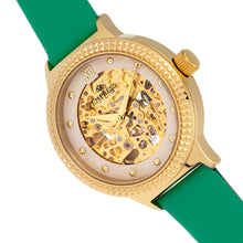 Load image into Gallery viewer, Empress Alice Automatic MOP Skeleton Dial Leather-Band Watch - Green - EMPEM3203
