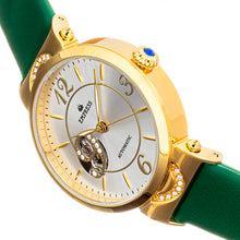 Load image into Gallery viewer, Empress Alouette Automatic Semi-Skeleton Leather-Band Watch - Green - EMPEM3403
