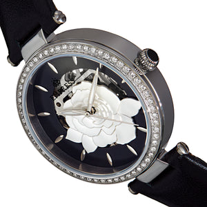 Empress Anne Automatic Semi-Skeleton Leather-Band Watch - Black - EMPEM3101
