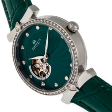 Load image into Gallery viewer, Empress Edith Semi-Skeleton Leather-Band Watch - Green - EMPEM3302
