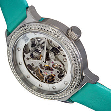 Load image into Gallery viewer, Empress Alice Automatic MOP Skeleton Dial Leather-Band Watch - Mint - EMPEM3202
