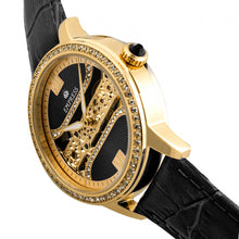 Load image into Gallery viewer, Empress Rania Mechanical Semi-Skeleton Leather-Band Watch - Black - EMPEM2801
