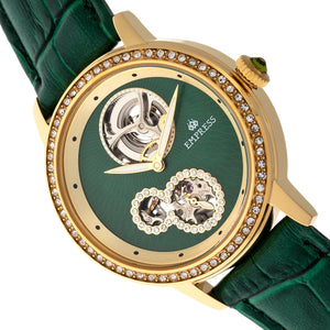 Empress Tatiana Automatic Semi-Skeleton Leather-Band Watch - Green - EMPEM2904