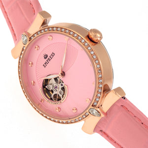 Empress Edith Semi-Skeleton Leather-Band Watch - Pink - EMPEM3306