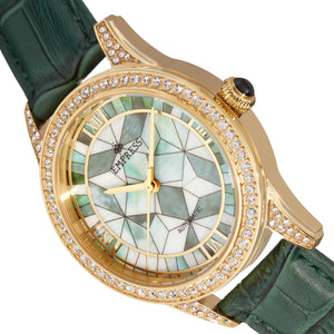 Empress Augusta Automatic Mosaic Mother-of-Pearl Leather-Band Watch - Gold/Green - EMPEM3503
