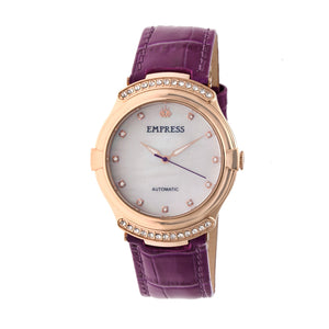 Empress Francesca Automatic MOP Leather-Band Watch - Fuschia - EMPEM2206