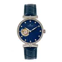 Load image into Gallery viewer, Empress Edith Semi-Skeleton Leather-Band Watch - Blue - EMPEM3303
