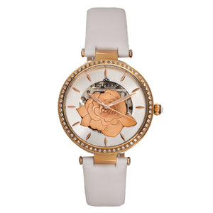 Empress Anne Automatic Semi-Skeleton Leather-Band Watch - White - EMPEM3104