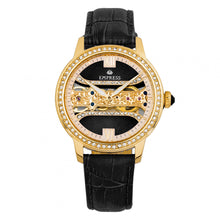 Load image into Gallery viewer, Empress Rania Mechanical Semi-Skeleton Leather-Band Watch - Black - EMPEM2801
