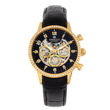 Load image into Gallery viewer, Empress Beatrice Automatic Skeleton Dial Leather-Band Watch w/Day/Date - Gold/Black - EMPEM2004
