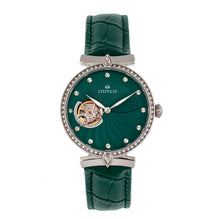 Load image into Gallery viewer, Empress Edith Semi-Skeleton Leather-Band Watch - Green - EMPEM3302
