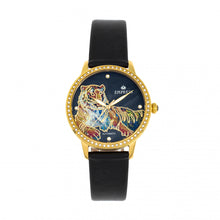 Load image into Gallery viewer, Empress Diana Automatic Engraved MOP Leather-Band Watch - Black - EMPEM3003
