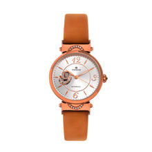 Load image into Gallery viewer, Empress Alouette Automatic Semi-Skeleton Leather-Band Watch - Light Brown - EMPEM3405
