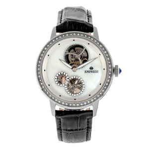 Empress Tatiana Automatic Semi-Skeleton Leather-Band Watch - Black - EMPEM2901