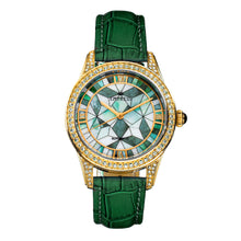 Load image into Gallery viewer, Empress Augusta Automatic Mosaic Mother-of-Pearl Leather-Band Watch - Gold/Green - EMPEM3503
