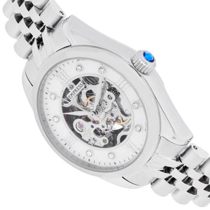 Empress Magnolia Automatic MOP Skeleton Dial Bracelet Watch - Silver - EMPEM3601